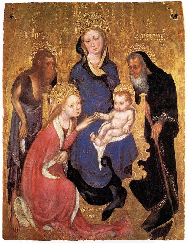 Michelino da Besozzo The Mystic Marriage of St Catherine, St John the Baptist, St Antony Abbot China oil painting art